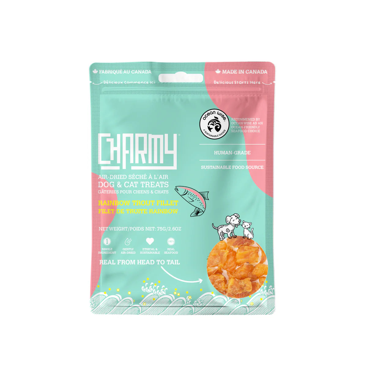 Charmy Canadian Made Dog Pet Treats Rainbow Trout Fillet Human Grade