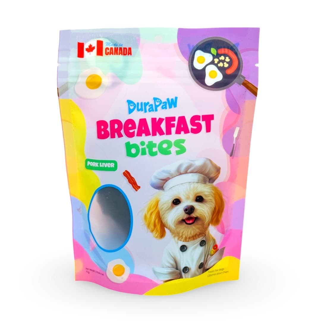Dehydrated Single Ingredient Pork Liver Dog Treats DuraPaw Breakfast Bites