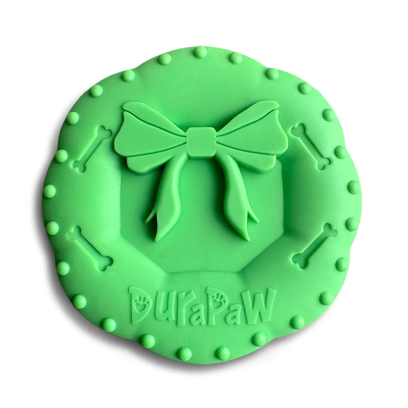 DuraPaw Christmas Wreath Green Nylon Tough Dog Chew Toy