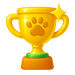 DuraPaw Gold trophy with a paw print on a white background