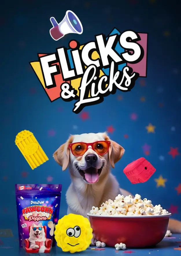 DuraPaw Movie Night Themed Flicks N Licks Monthly Dog Toy Box