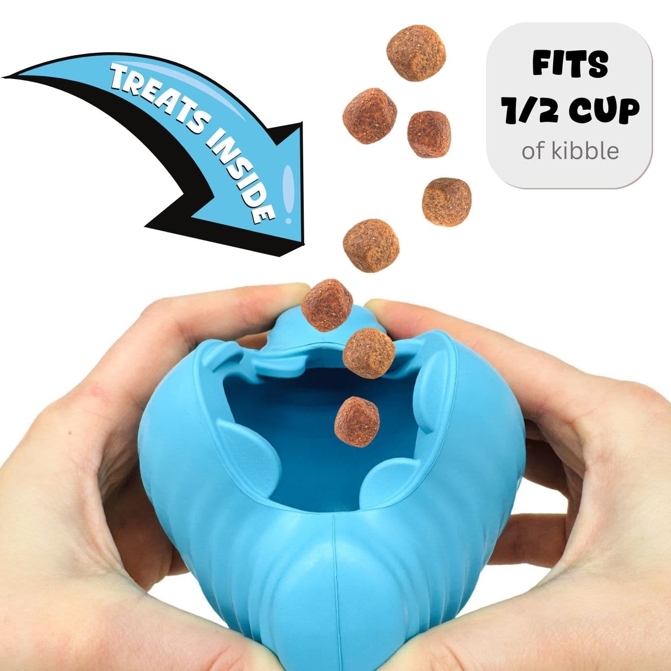 Large Blue Rubber Clam Dog Kibble Feeder Toy