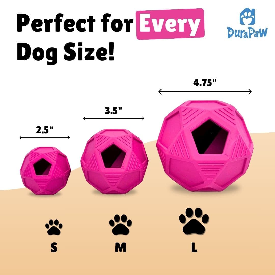 DuraPaw Purple Rubber Disco Ball Treat Dispensing Pet Dog Toy Sizes