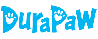 Blue 'DuraPaw' logo on a png background