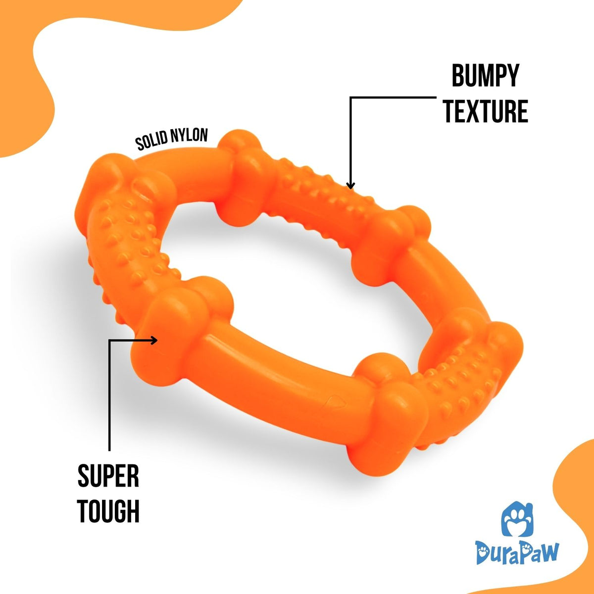 Large Orange Nylon Dog Toy Bone Ring Solid Toy