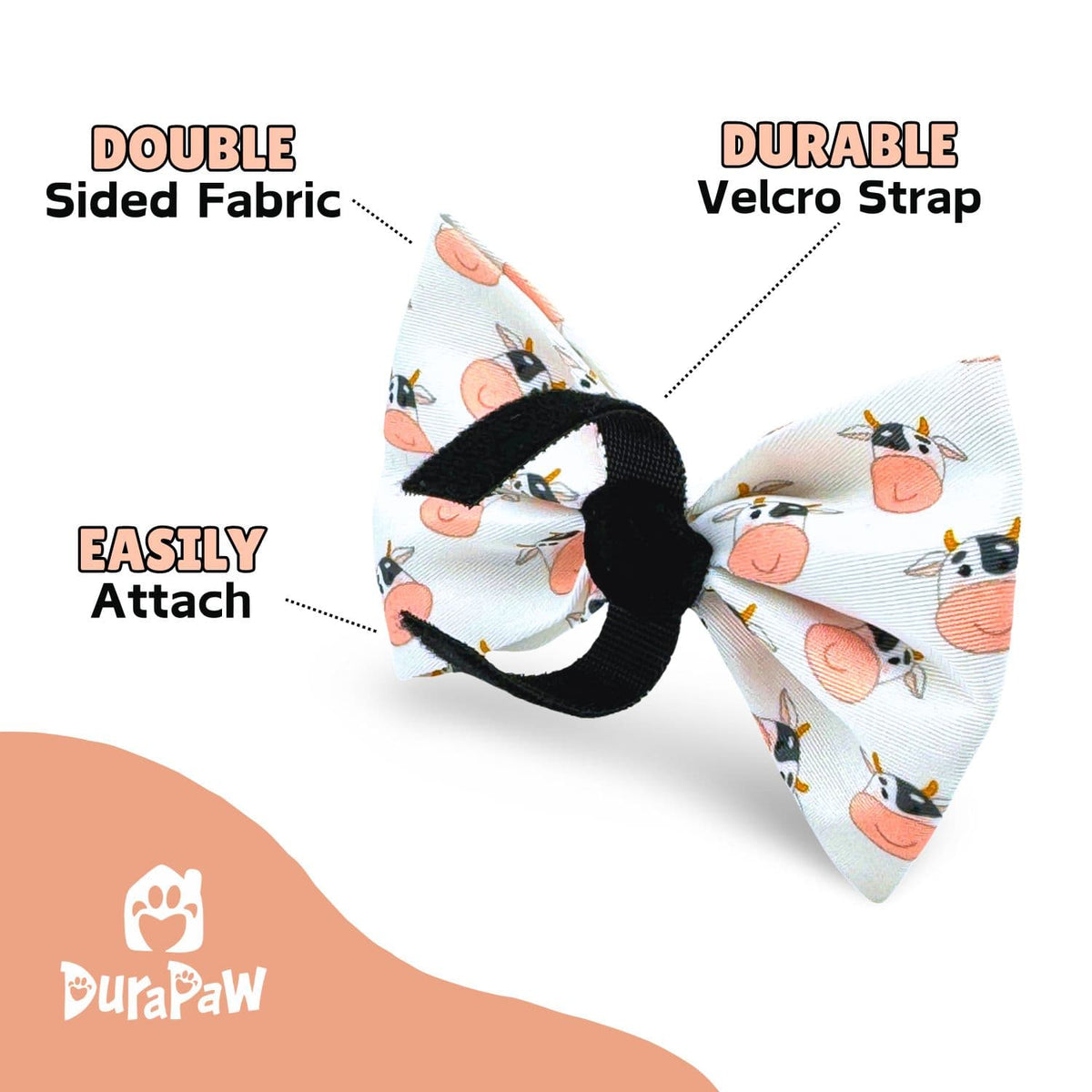 Cute Cow Repeating Pattern Dog Bow Tie Accessory