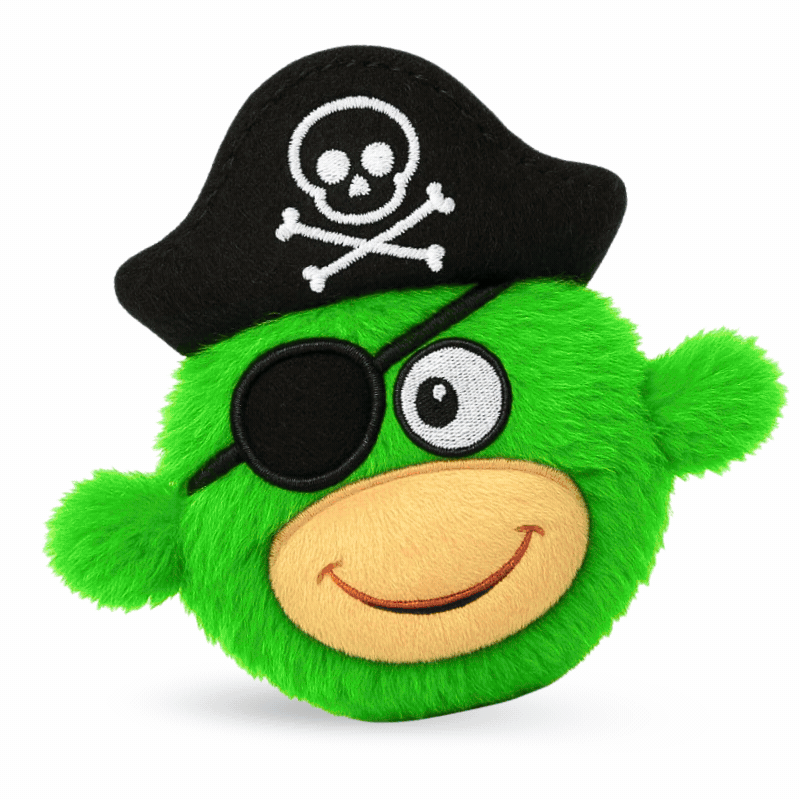 DuraPaw Rippable 2 in 1 Green Dino Dave Pirate Themed Durable Dog Toy Hidden Surprise