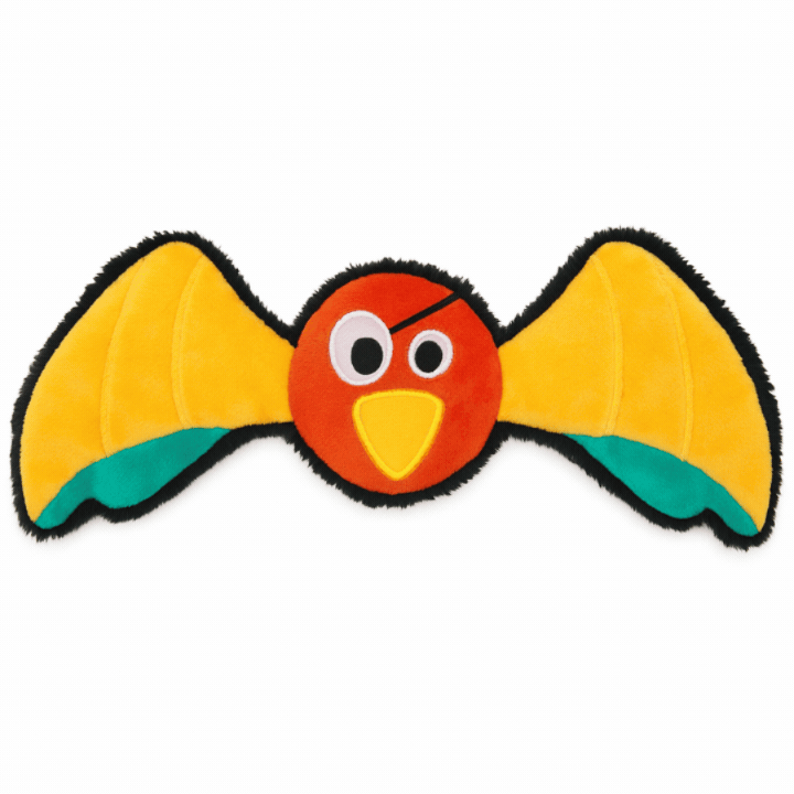 DuraPaw pirate themed parrot Chewfeathers dog toy gif with enrichment pocket wings opening and closing