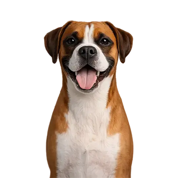 Boxer dog breed with a white stripe on a png background