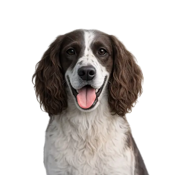 English Springer Spaniel dog breed with a happy expression on a png background