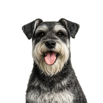 Mini Schnauzer dog breed with a happy expression on a png background