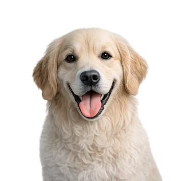 Happy golden retriever dog with a png background
