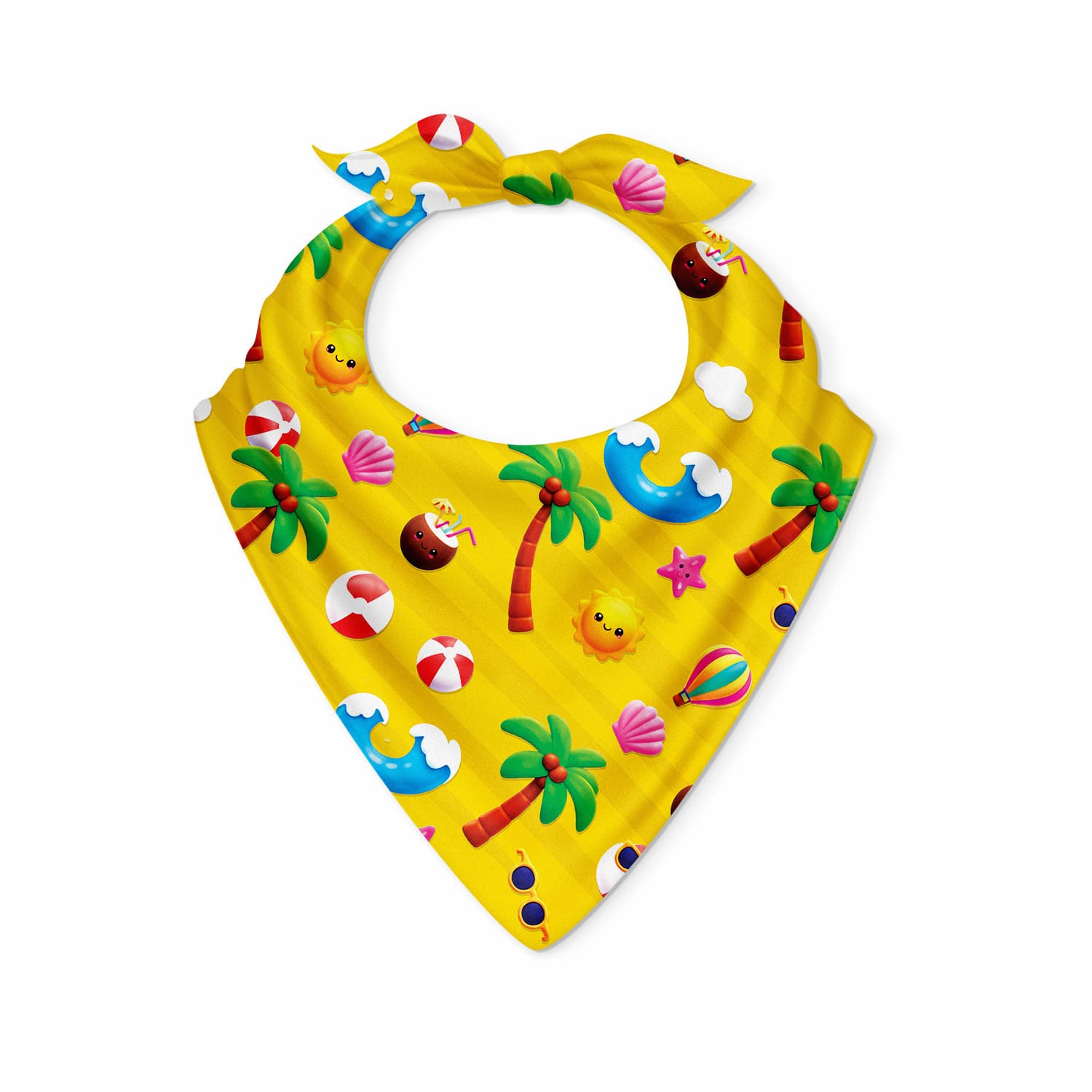 DuraPaw summer beach themed dog pet bandana with tropical-themed design on a white background