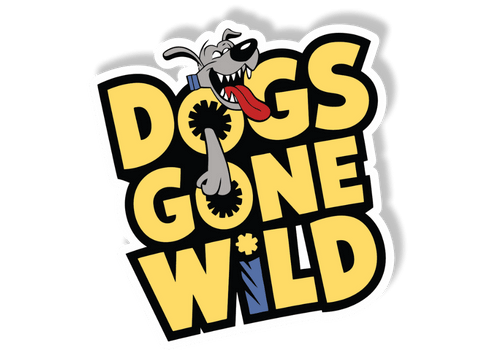 DuraPaw Dogs Gone Wild themed box logo featuring a wild-eyed cartoon dog and playful typography for the monthly pet subscription box