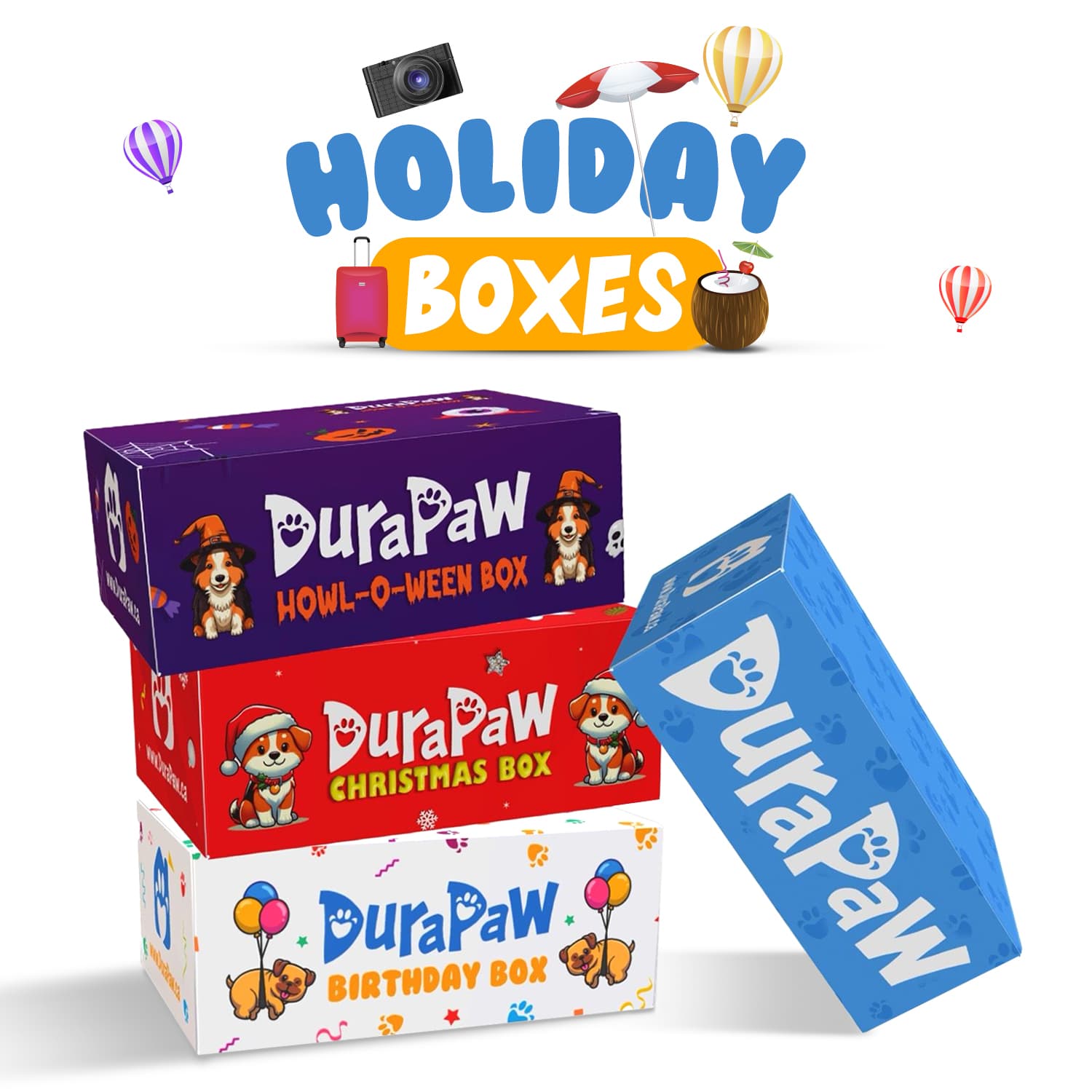 DuraPaw Special Holiday Dog Gift Box Subscription for Puppies Birthdays Christmas Halloween
