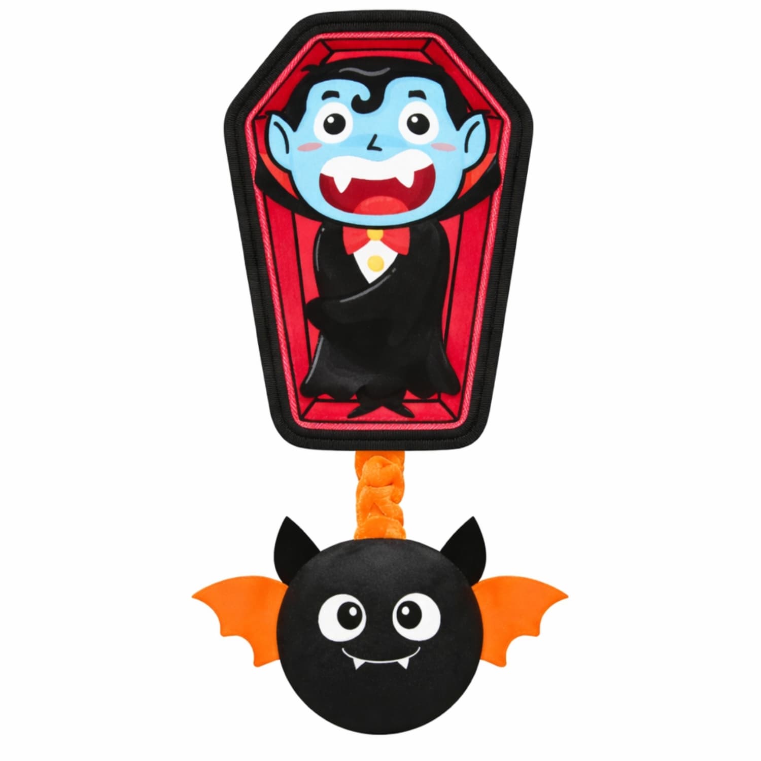 DuraPaw Halloween-themed toy with a vampire character in a coffin and a bat on a white background