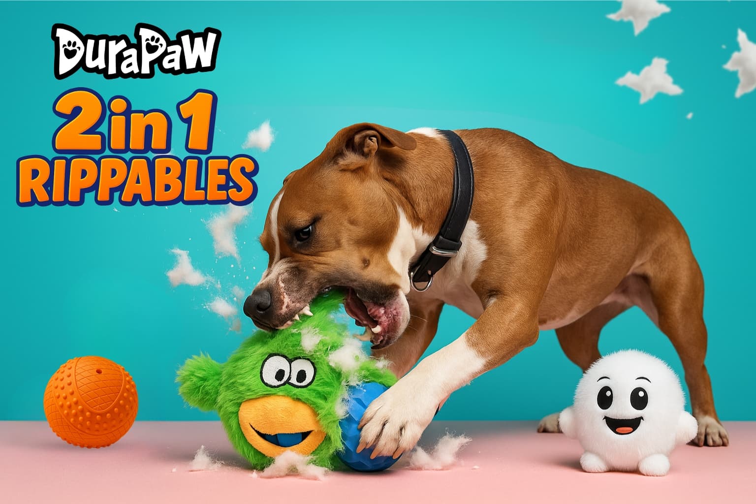 DuraPaw 2 in 1 Rippables Tear Apart Rip and Reveal Super Durable Pet Dog Toys