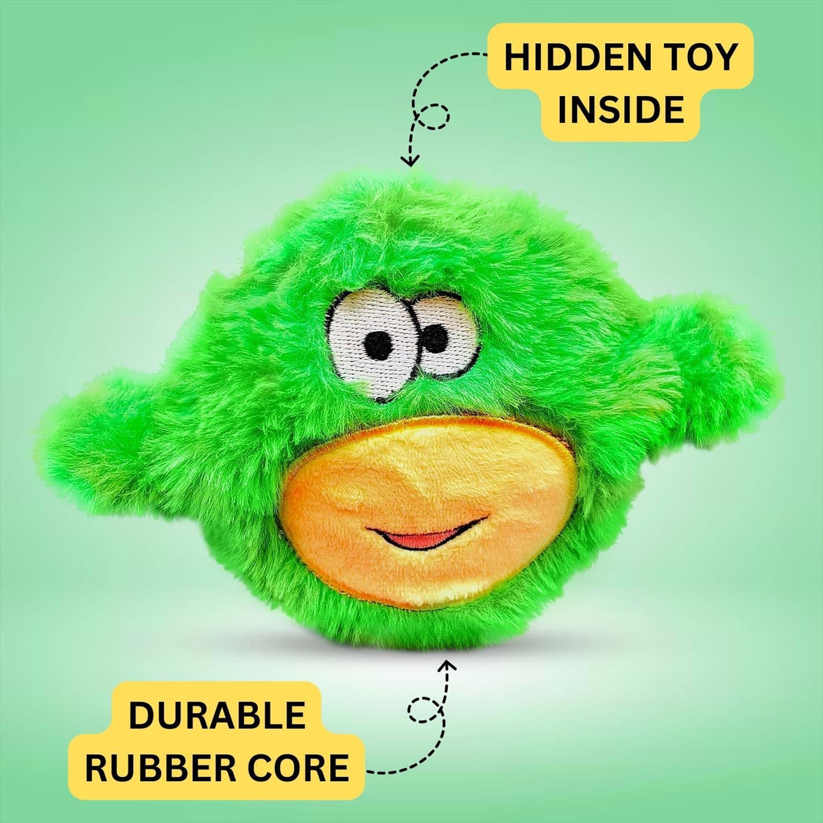 Interactive Plush 2 in 1 Dog Toy with Durable Rubber Core
