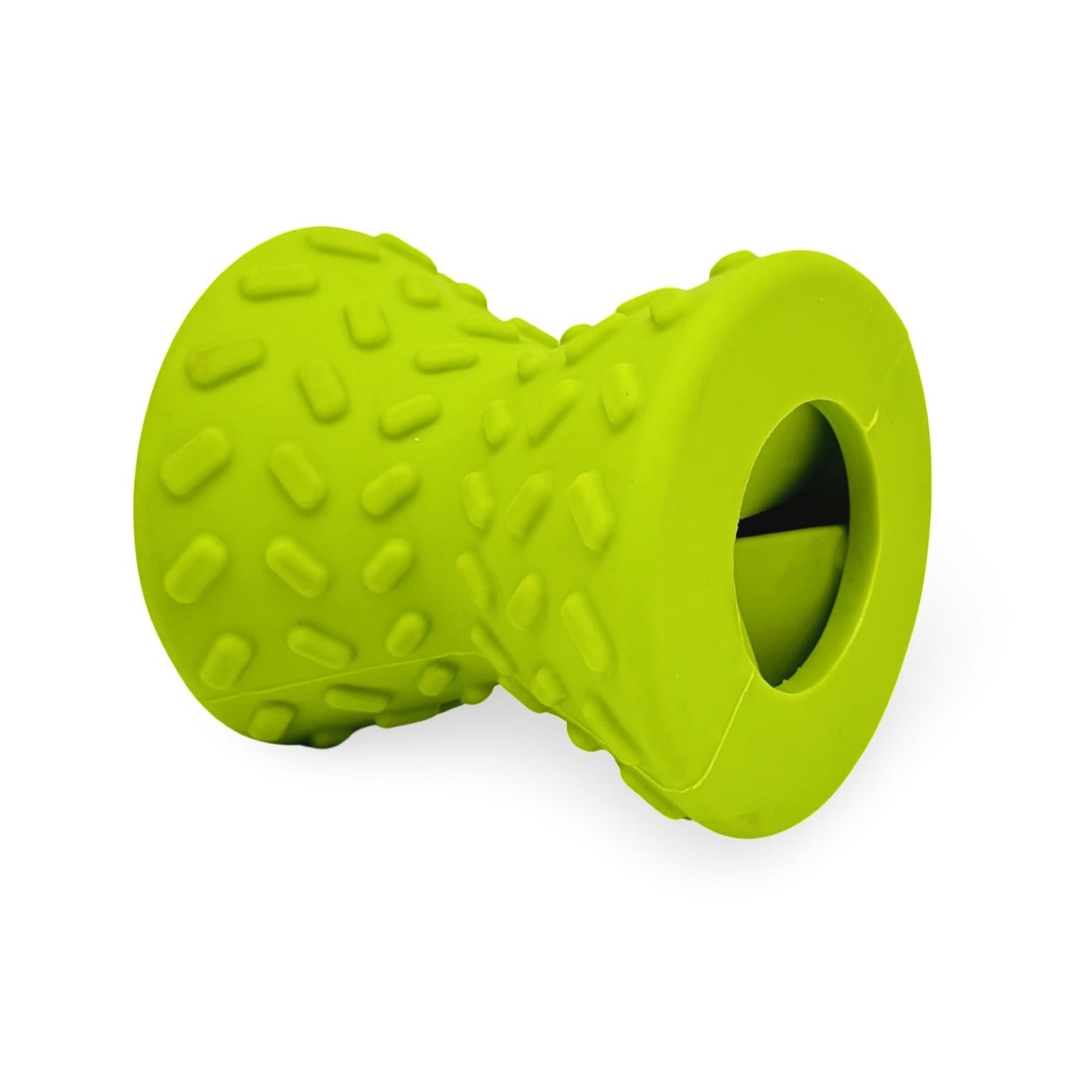 Lime Green Rubber Dog Toy Treat Dispenser Feeder