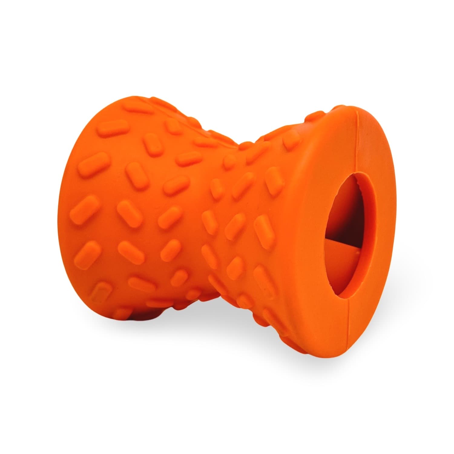 Bright Orange Rubber Dog Kibble Dispensing Toy