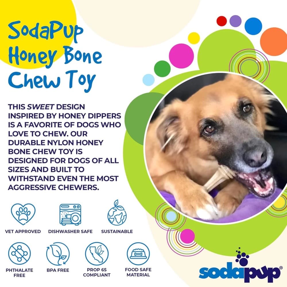 Sodapup Nylon Honey Bone Chew Toy Info Sheet