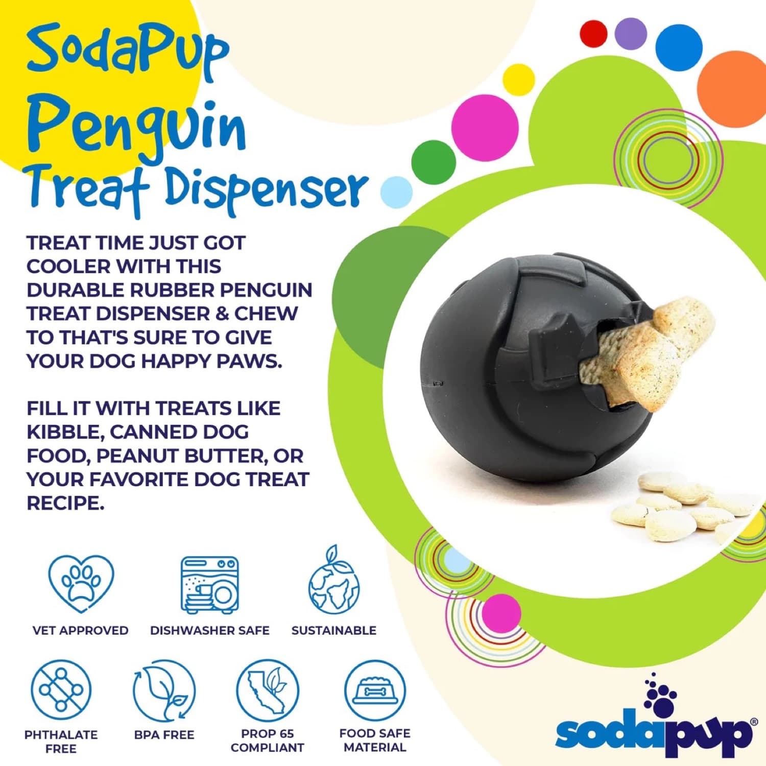 Sodapup Penguin Black Magnum Dog Toy Treat Dispenser Facts