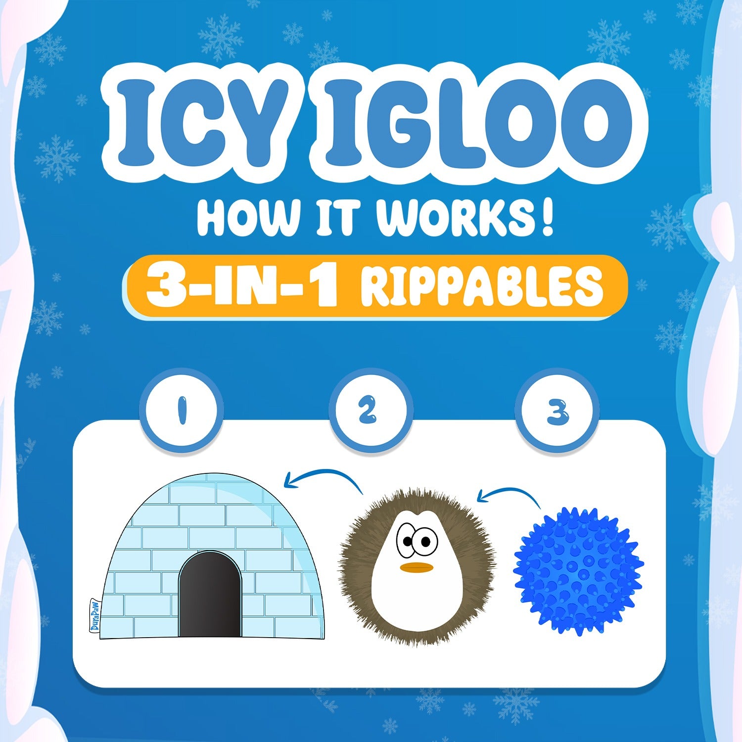 3 in 1 Dog Toy Within Toy Igloo Penguin Surprise