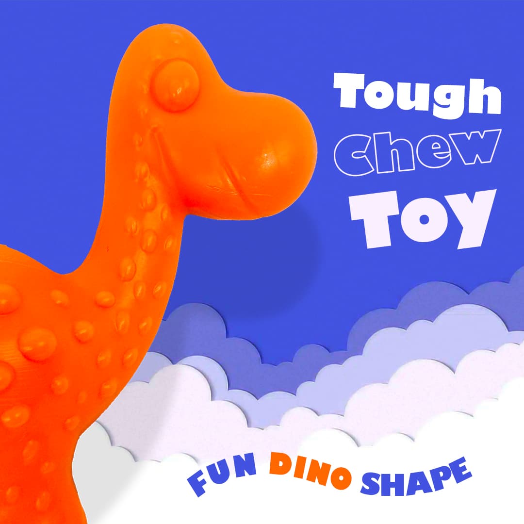 Super Tough Orange Nylon Dino Tough Chew Toy For Dogs
