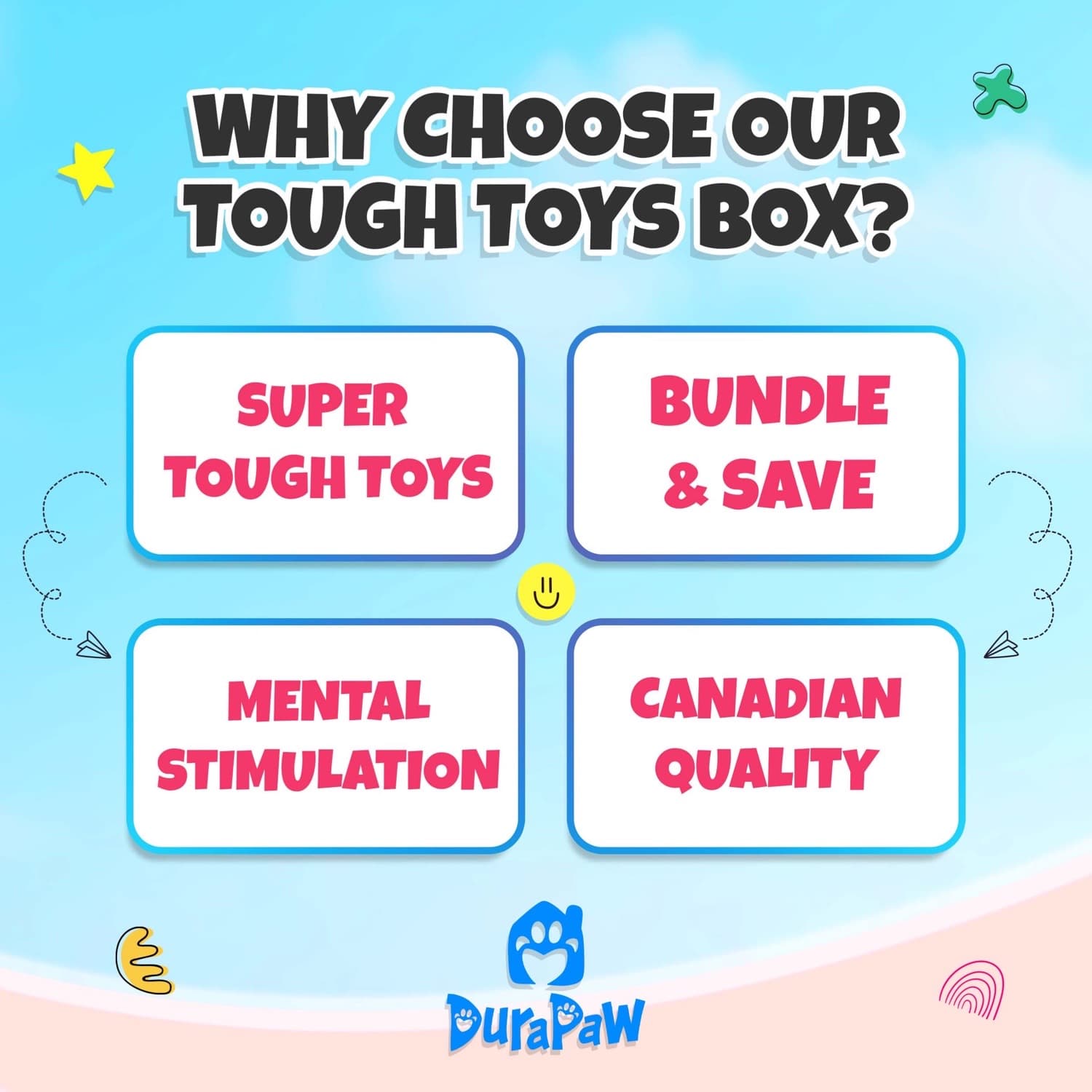 DuraPaw Super Tough Dog Chew Toy Surprise Box Benefits