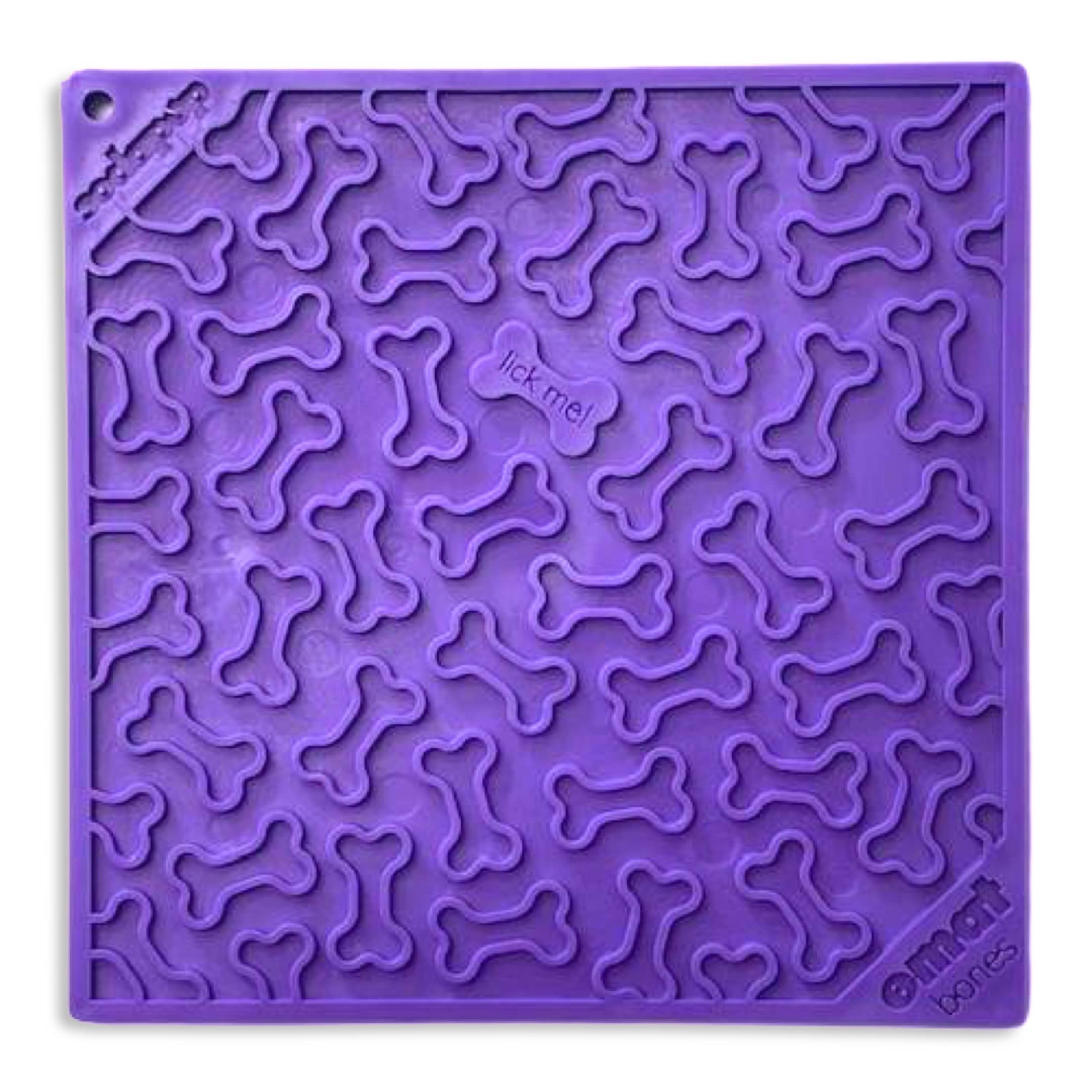 Dog Lick Mat Purple Bone Design